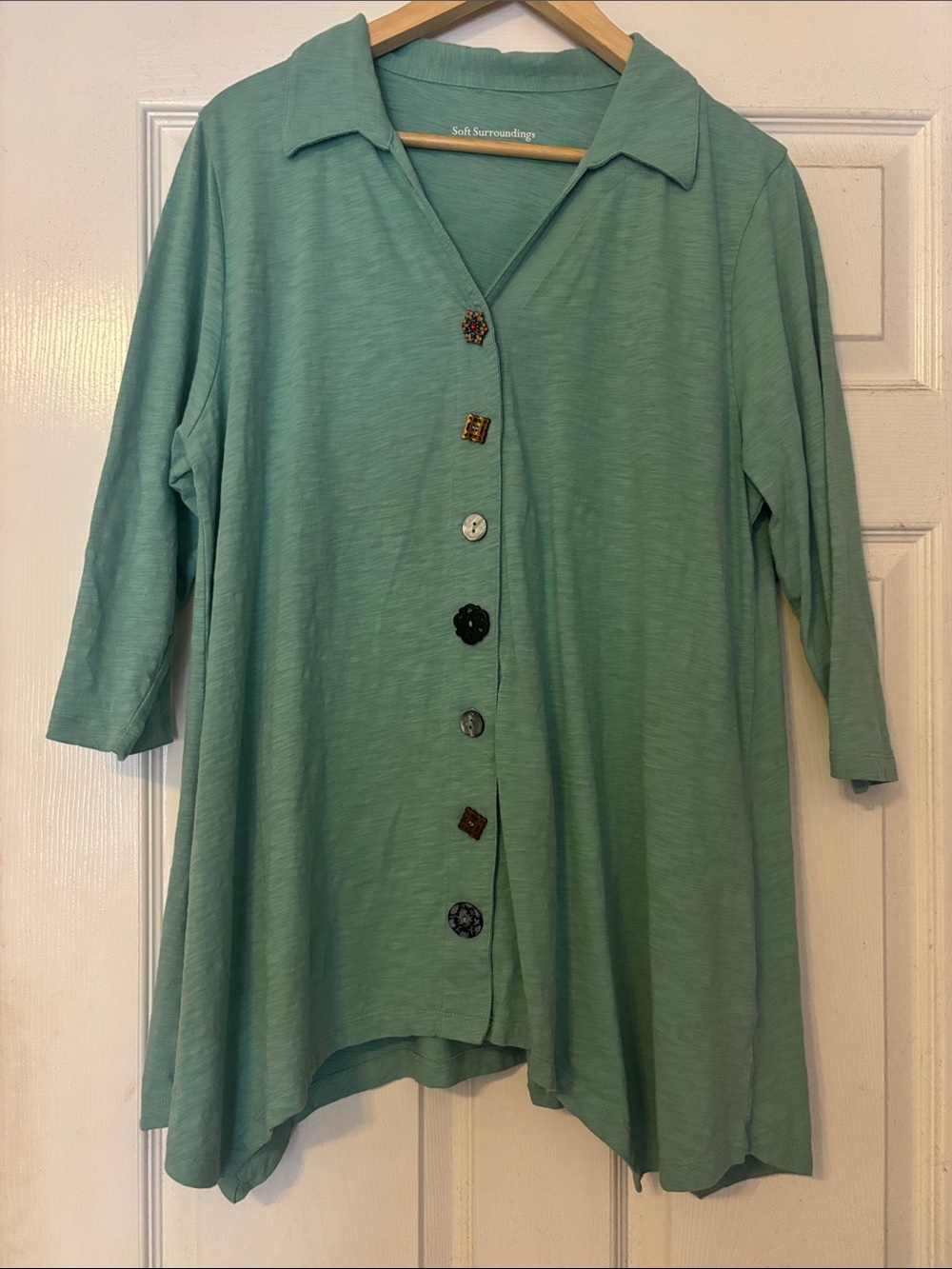 Soft Surroundings Seafoam Button-Front Tunic